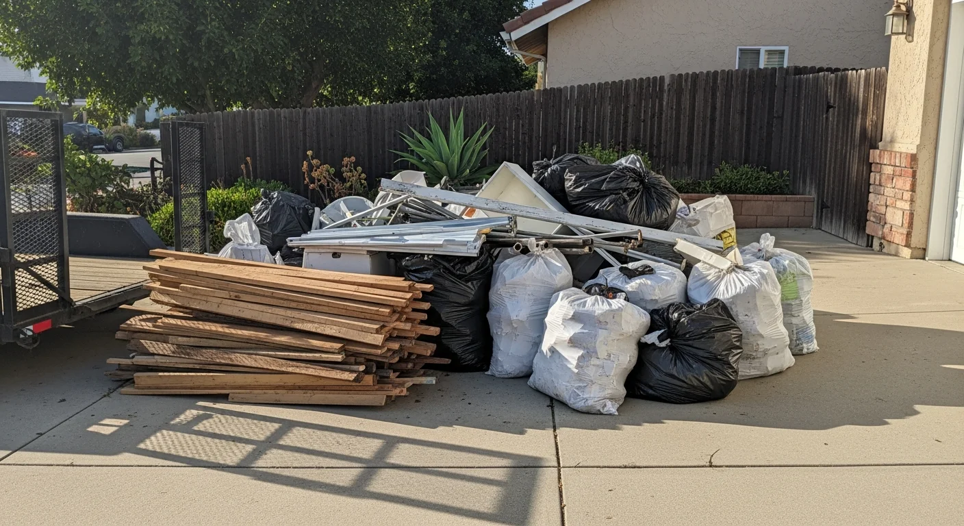 Cleanup crew removing waste and debris from commercial property